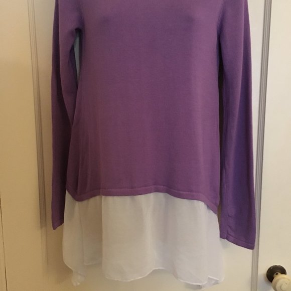 Design History Lavender Shark-bite Sweater with attached Sheer "Skirt" NWT - Picture 2 of 11
